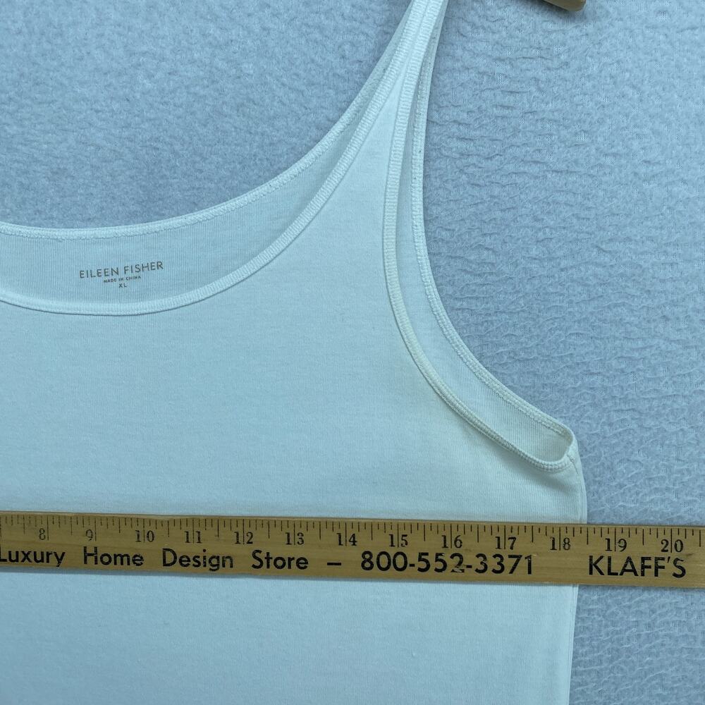 EILEEN FISHER Tank Top XL Ribbed Organic Cotton Jersey Cami Slim ScoopNeck White - Picture 10 of 11